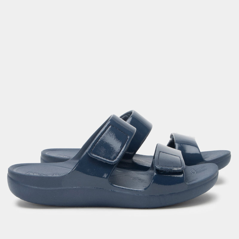 Orbyt Navy Gloss Sandal | Alegria Shoes