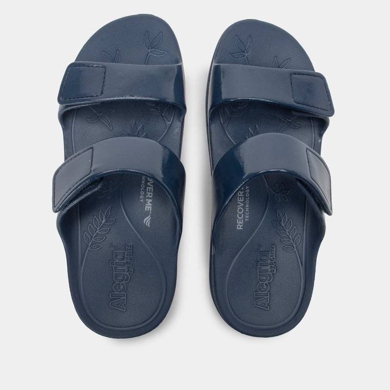 Orbyt Navy Gloss Sandal | Alegria Shoes