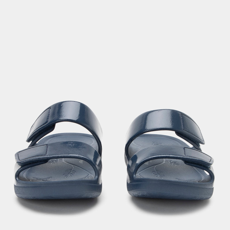 Orbyt Navy Gloss Sandal | Alegria Shoes
