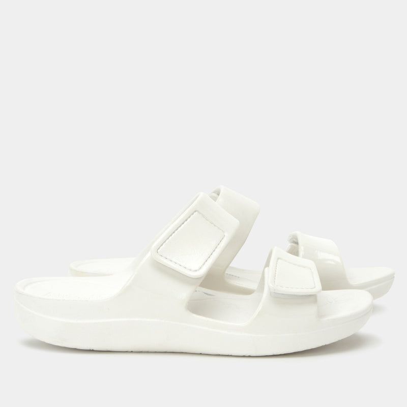 Orbyt White Gloss Sandal | Alegria Shoes