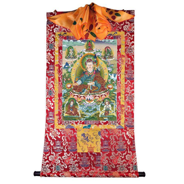 Padmasambhava - Guru Rinpoche - Tibetan thangka painting, detailed view