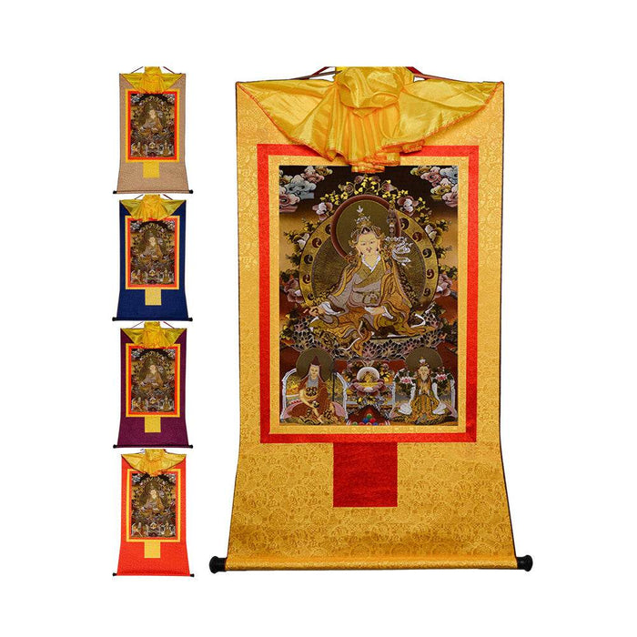 Padmasambhava,Guru Rinpoche-Black Type - Tibetan thangka painting, front view