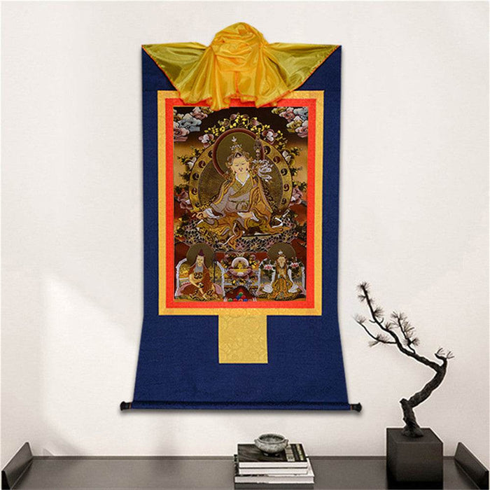Padmasambhava,Guru Rinpoche-Black Type - Tibetan thangka painting, detailed view