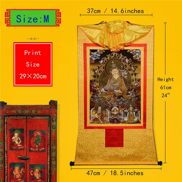Padmasambhava,Guru Rinpoche-Black Type - Tibetan thangka painting, view 5