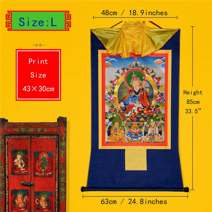 Padmasambhava,Guru Rinpoche,Lotus Born - Tibetan thangka painting, view 4
