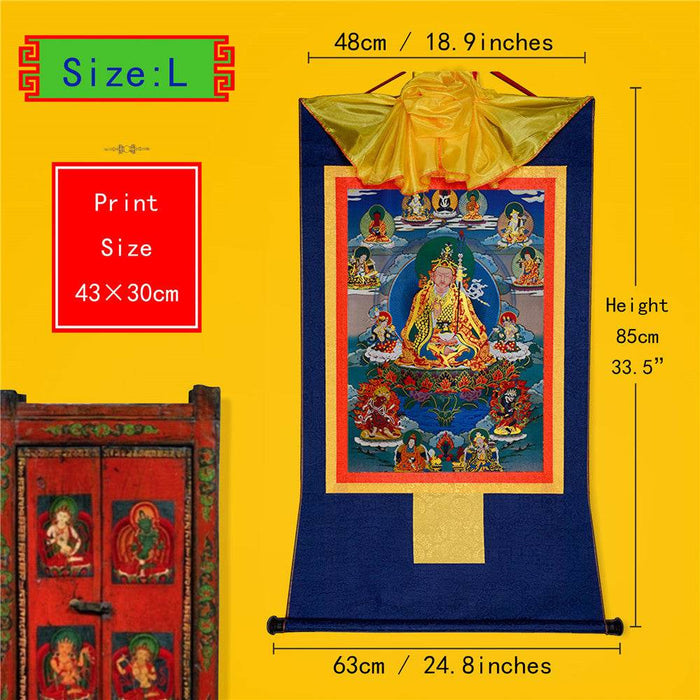 Padmasambhava,Guru Rinpoche,Lotus Born - Tibetan thangka painting, view 4