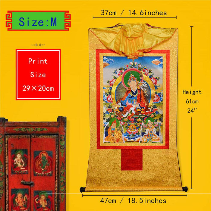 Padmasambhava,Guru Rinpoche,Lotus Born - Tibetan thangka painting, view 5