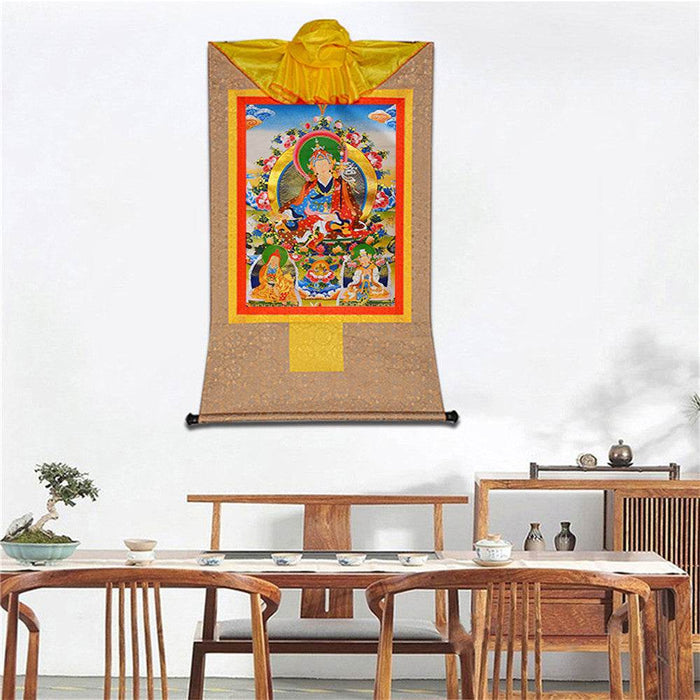 Padmasambhava,Guru Rinpoche,Lotus Born - Tibetan thangka painting, view 7