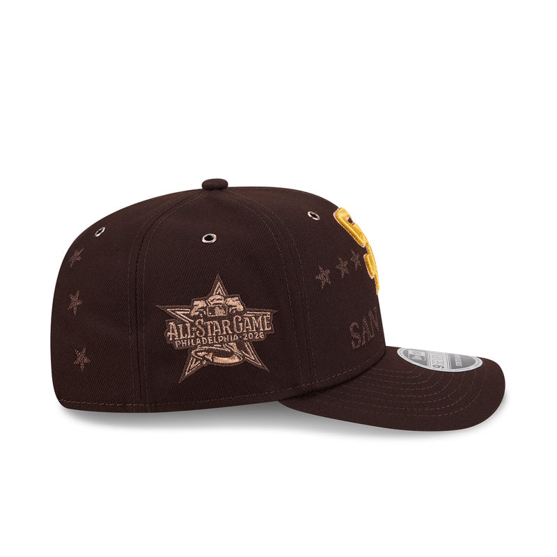 Brown all-star baseball cap with front star logo and embroidered side accents