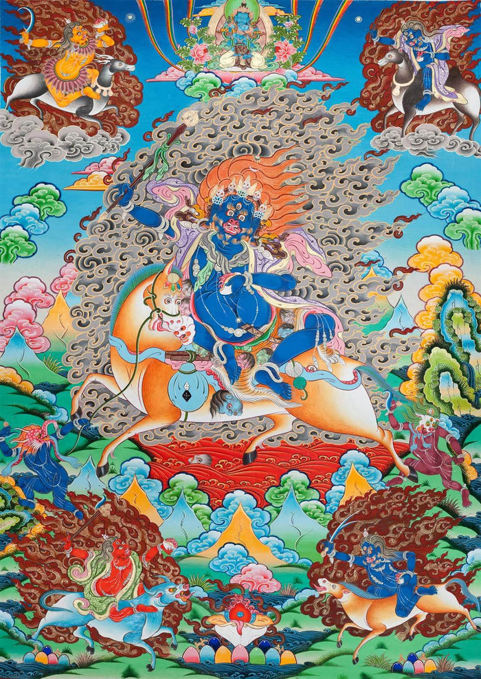 Palden Lhamo / Magzor Gyalmo / Shri Devi - Tibetan thangka painting, front view