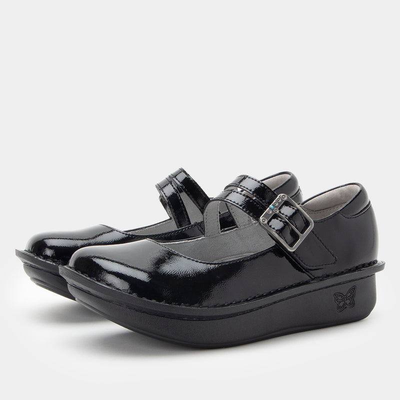 Paloma Black Crinkle mary-jane shoe