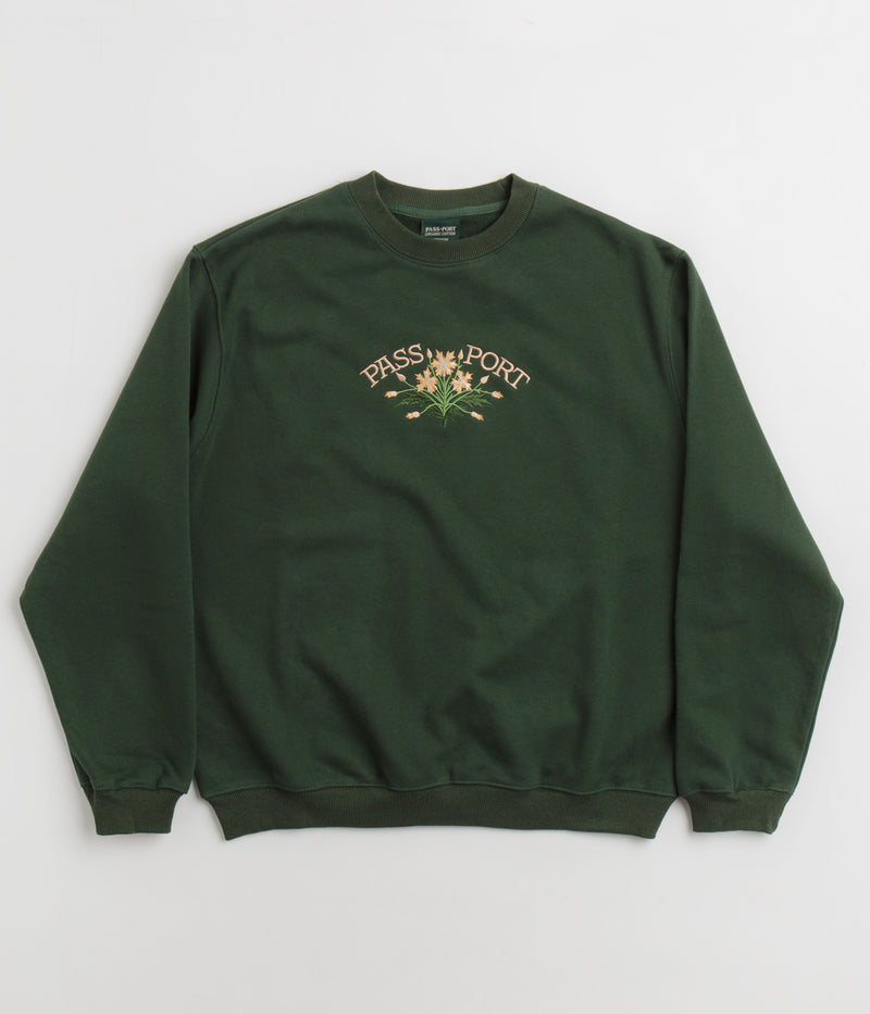 Pass Port Bloom Organic Crewneck Sweatshirt in Forest Green