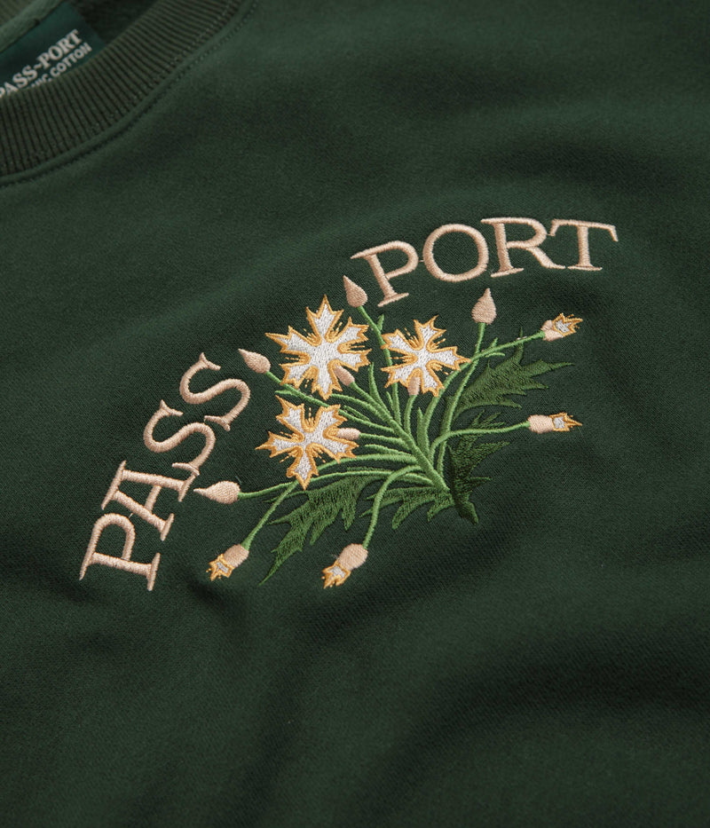 Pass Port Bloom Organic Crewneck Sweatshirt in Forest Green