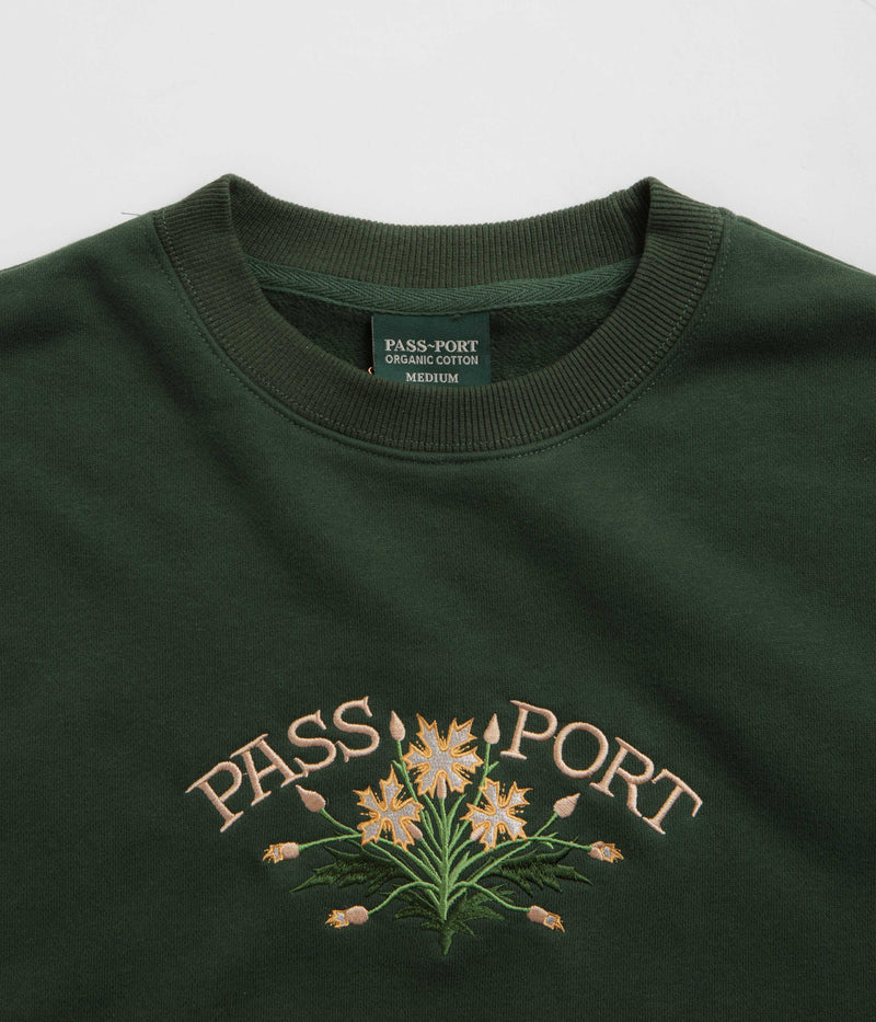 Pass Port Bloom Organic Crewneck Sweatshirt in Forest Green