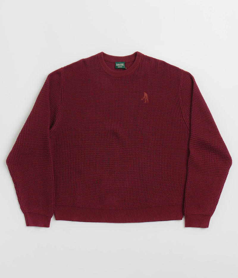 Pass Port Organic Cotton Waffle Knit Sweatshirt in Maroon