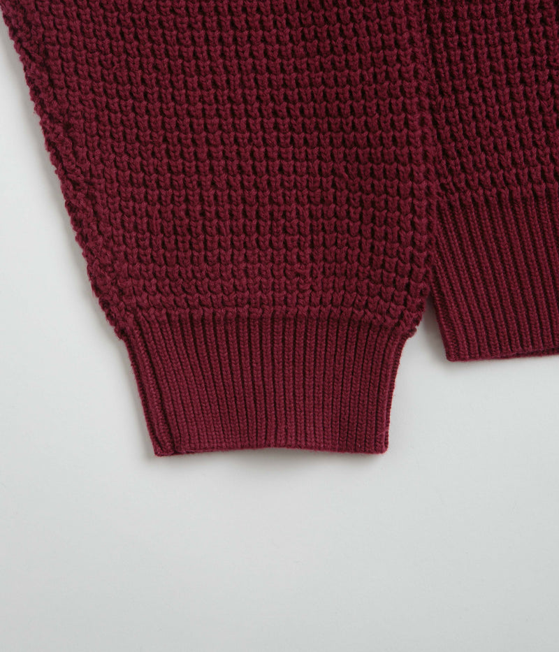 Pass Port Organic Cotton Waffle Knit Sweatshirt in Maroon