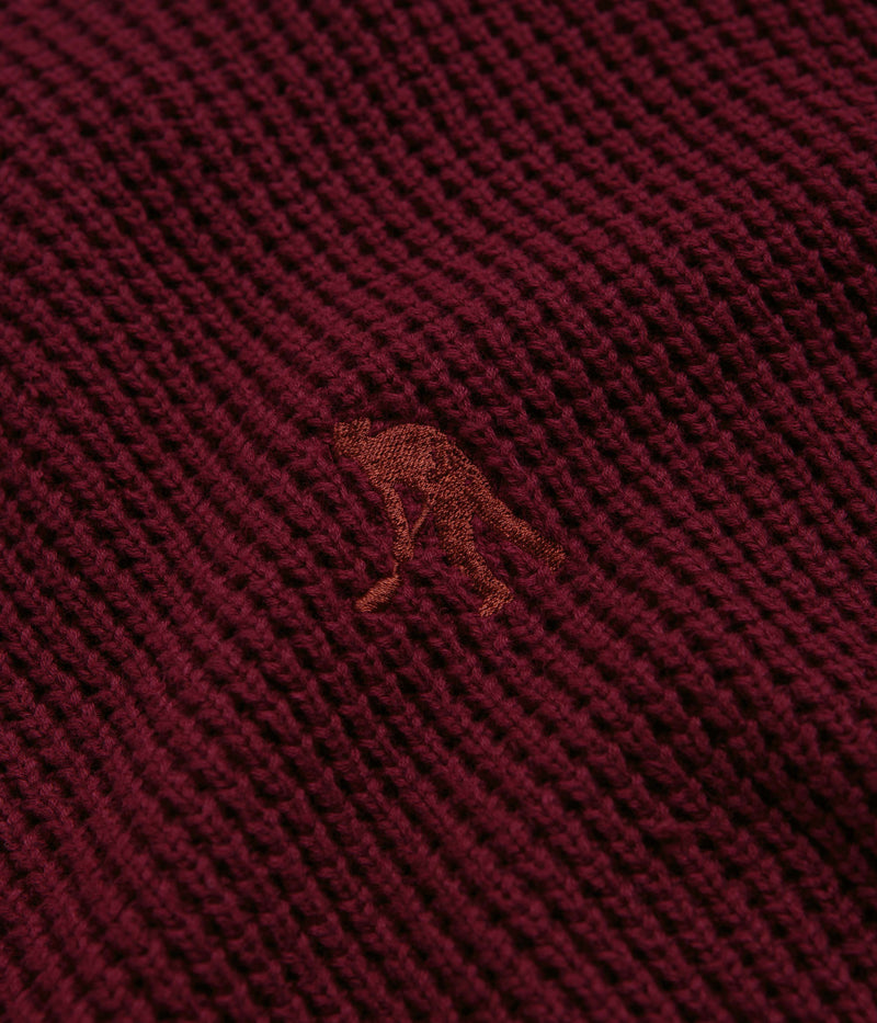 Pass Port Organic Cotton Waffle Knit Sweatshirt in Maroon