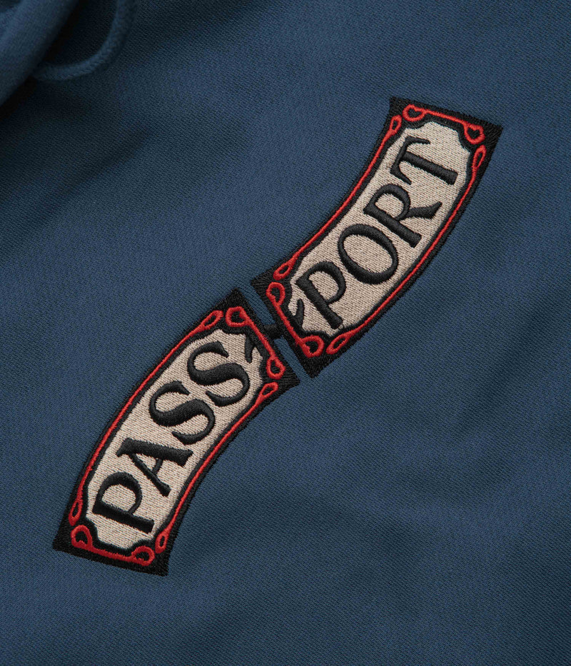 Pass Port Red Flag Hoodie in Harbour Blue