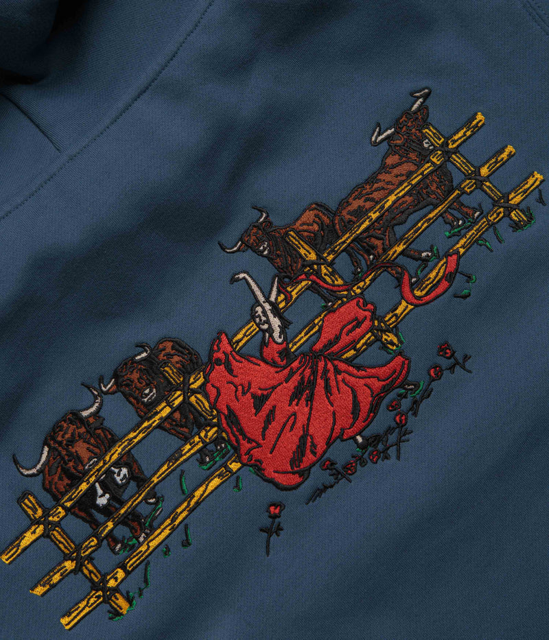 Pass Port Red Flag Hoodie in Harbour Blue