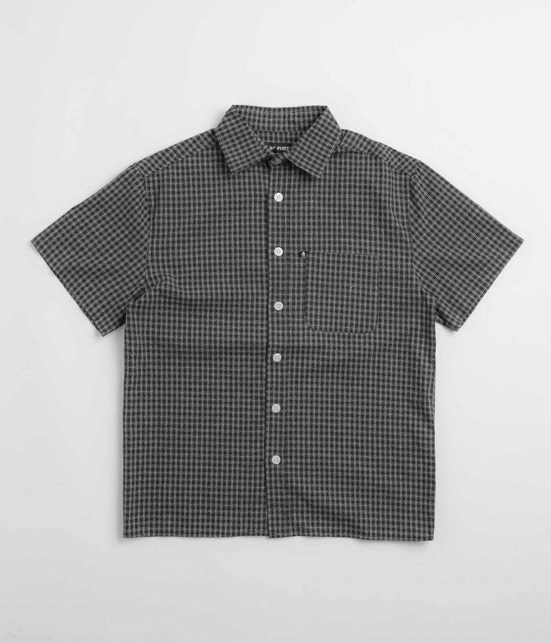 Pass Port Workers Check Short Sleeve Shirt in Navy