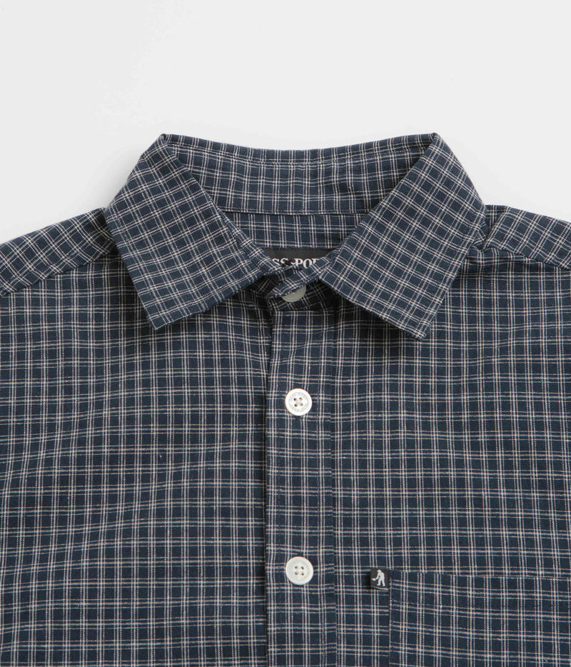Pass Port Workers Check Short Sleeve Shirt in Navy