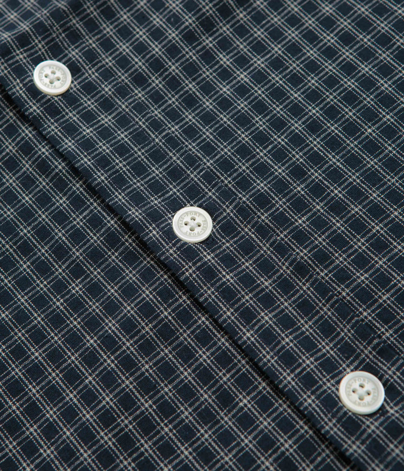 Pass Port Workers Check Short Sleeve Shirt in Navy