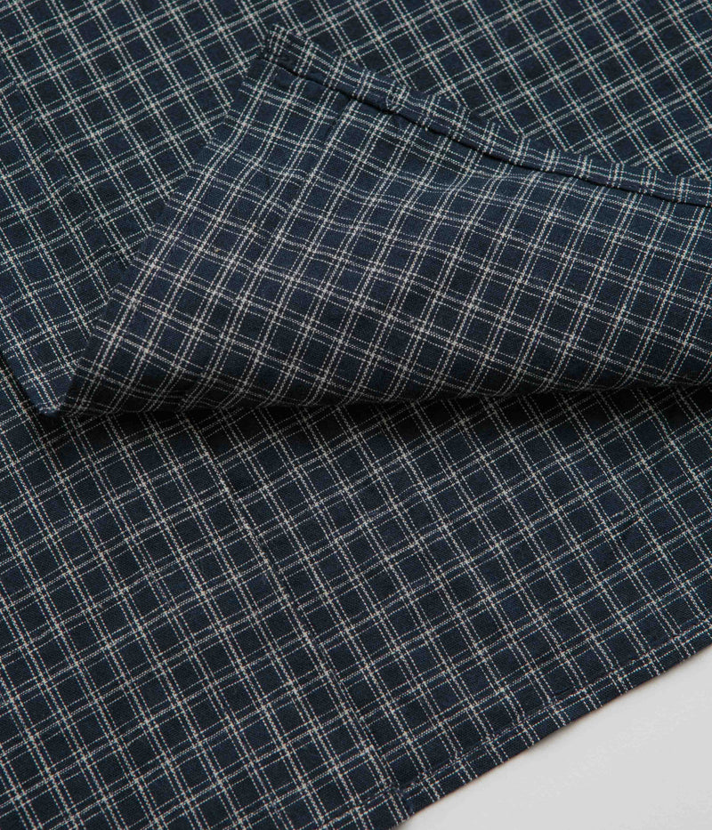 Pass Port Workers Check Short Sleeve Shirt in Navy