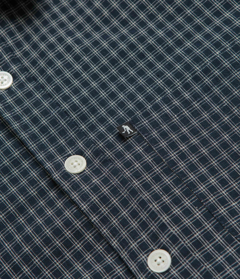Pass Port Workers Check Short Sleeve Shirt in Navy