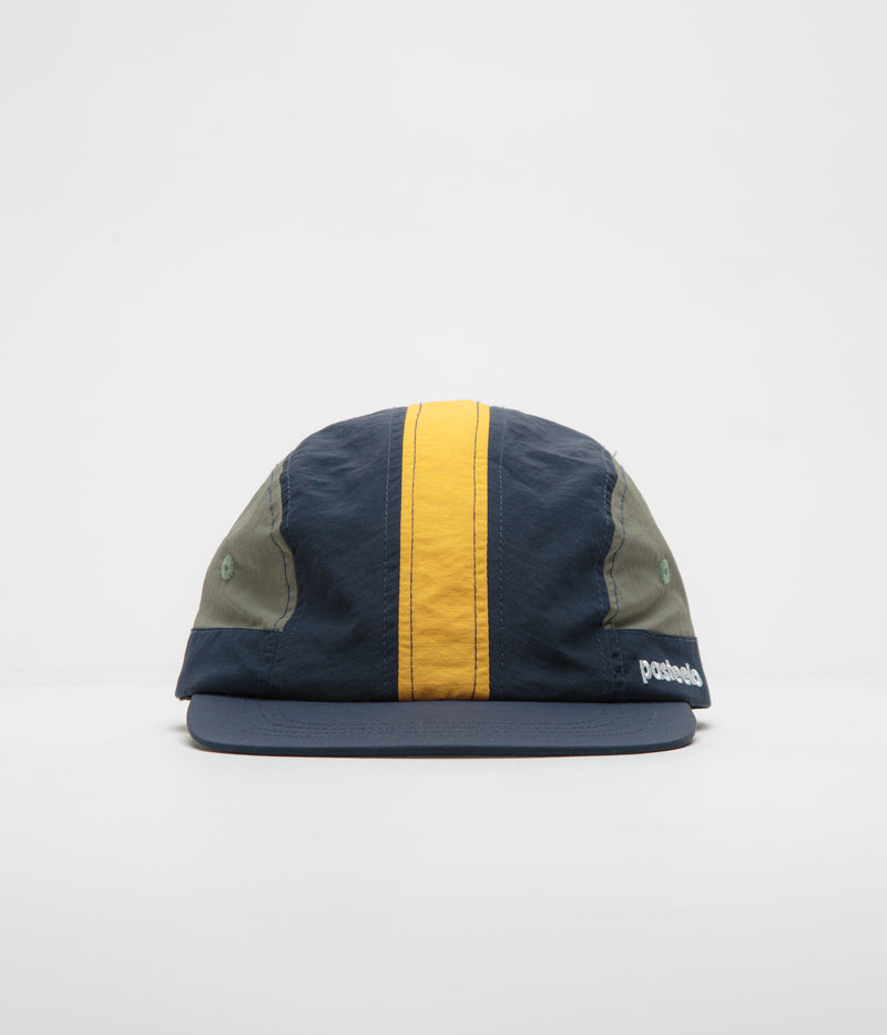 Pasteelo Stripe Cap in Navy and Olive / Gold