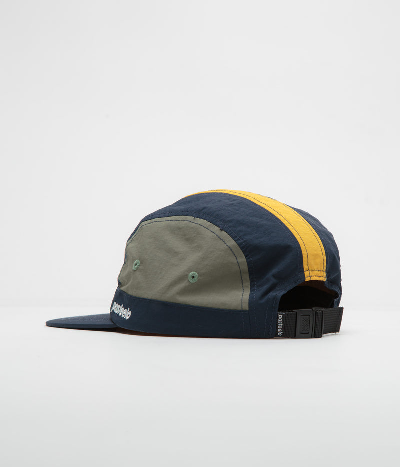 Pasteelo Stripe Cap in Navy and Olive / Gold