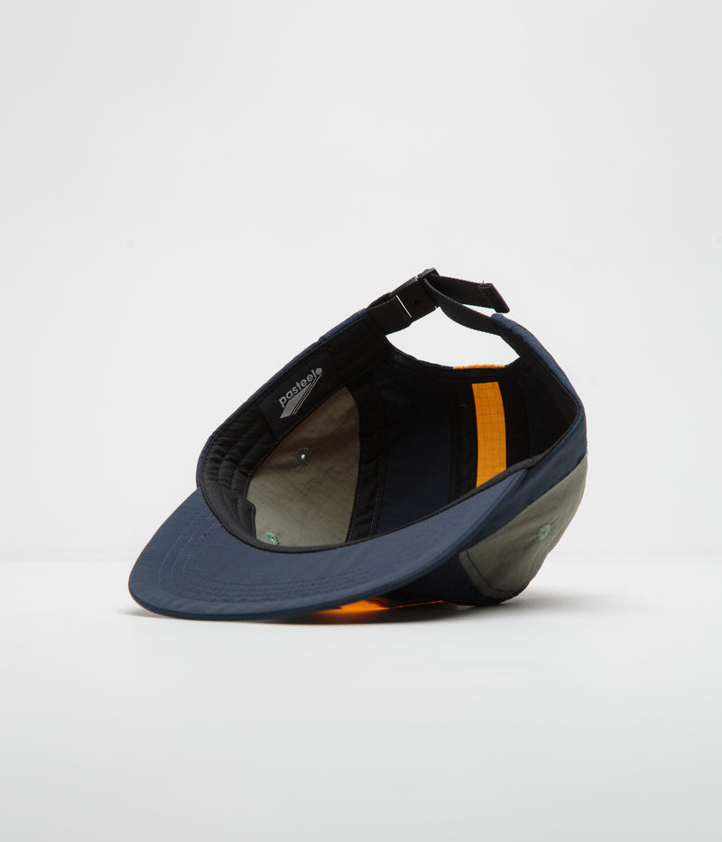 Pasteelo Stripe Cap in Navy and Olive / Gold