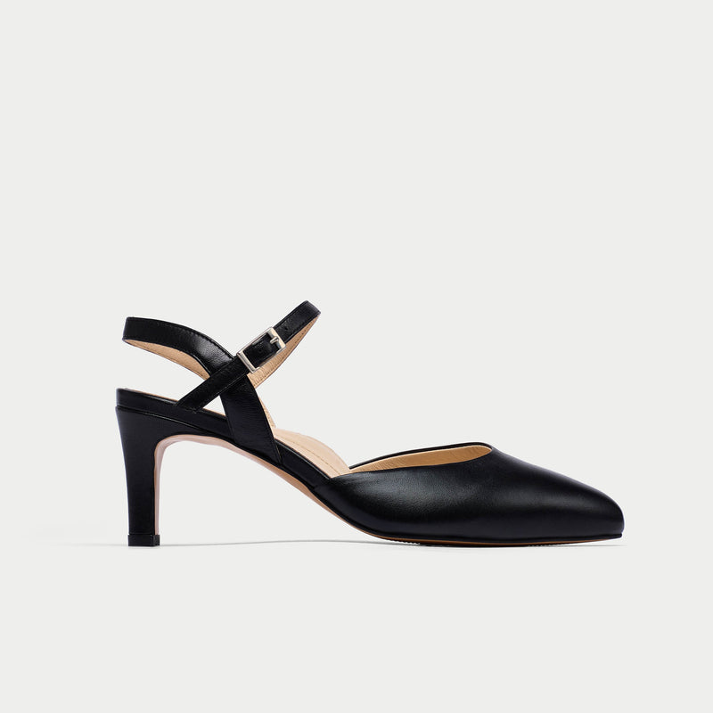 Patricia - Black Leather Heels