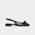 Petra - Black Leather Slingbacks