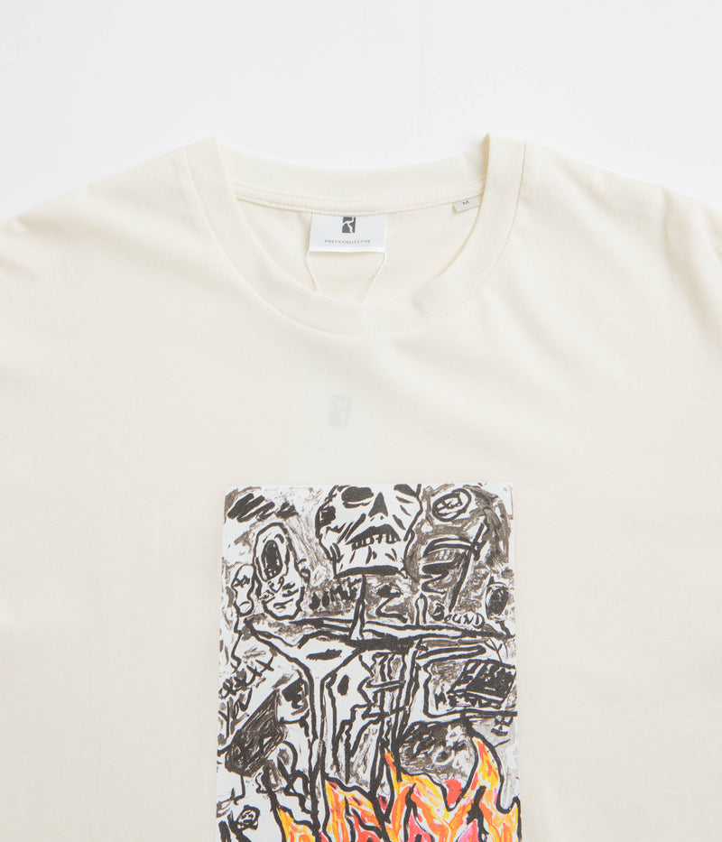 Poetic Collective Burning Skull T-Shirt in Ivory