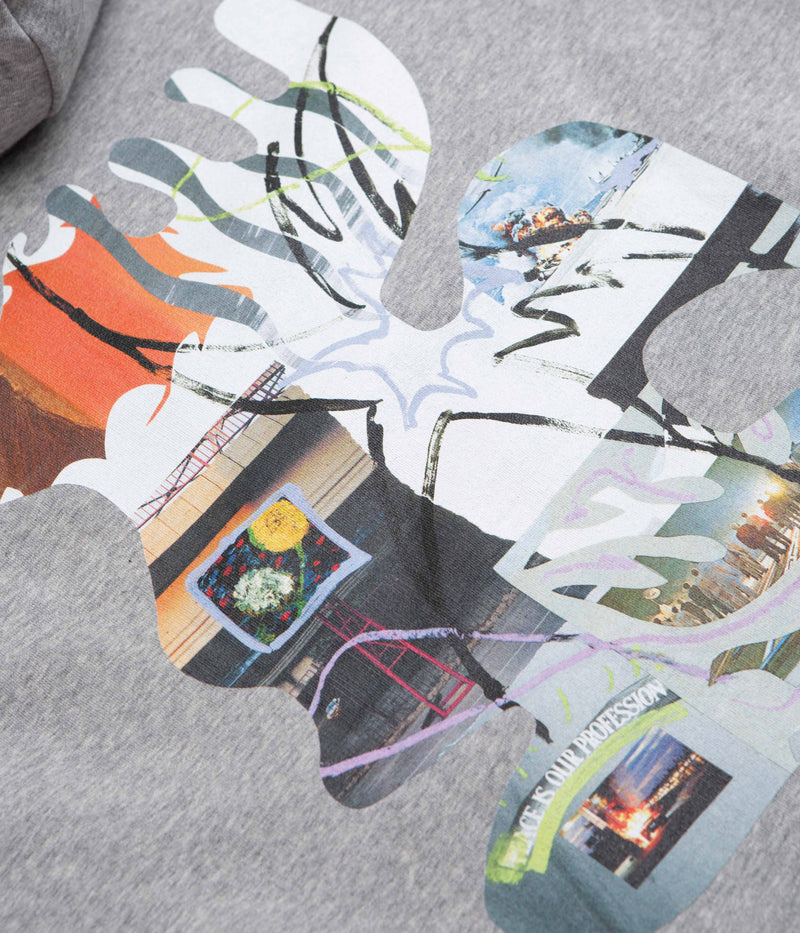 Poetic Collective Shaped Collage Hoodie in Heather Grey