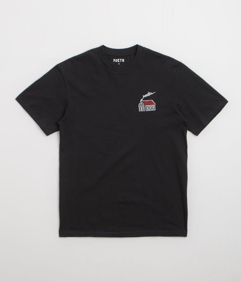 Poets Home Embroidered T-Shirt in Black