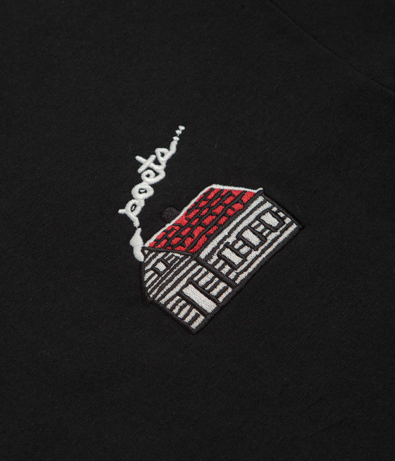 Poets Home Embroidered T-Shirt in Black