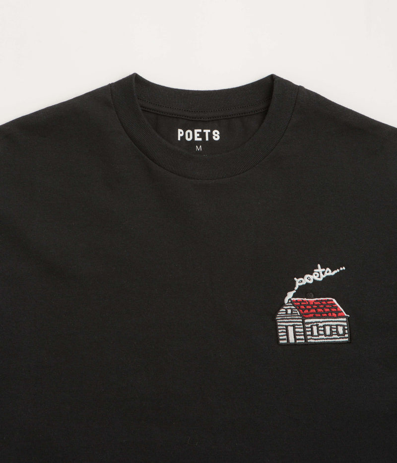 Poets Home Embroidered T-Shirt in Black