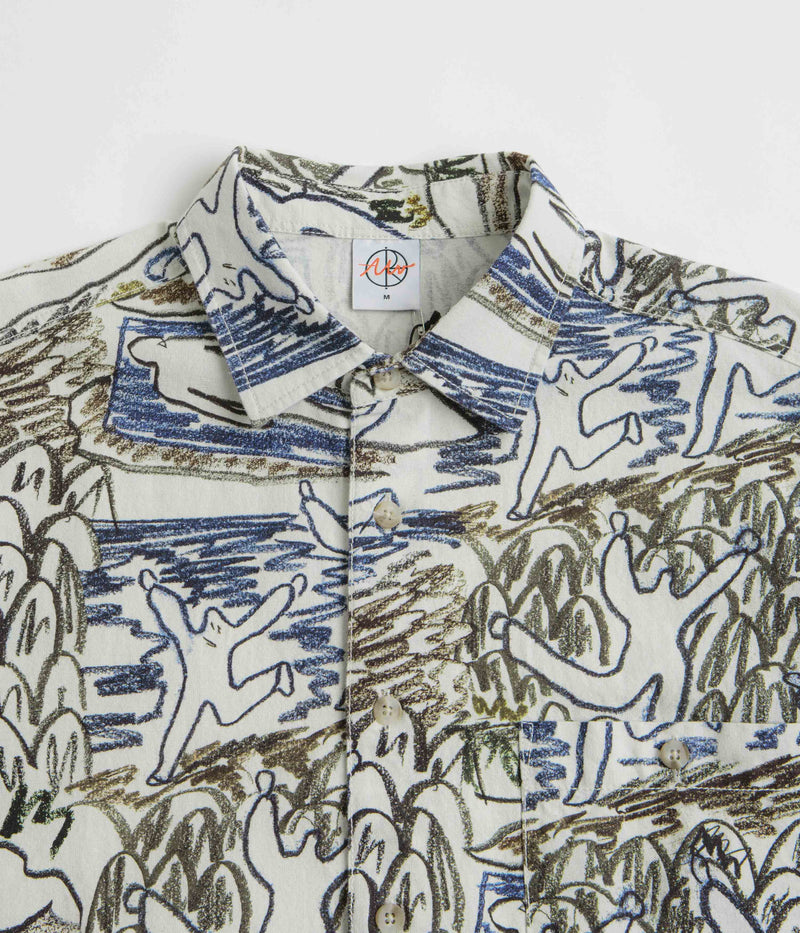 Polar Beach Day Tom Short Sleeve Shirt in Off White
