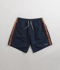 Polar Square Stripe Swim Shorts in Navy and Orange
