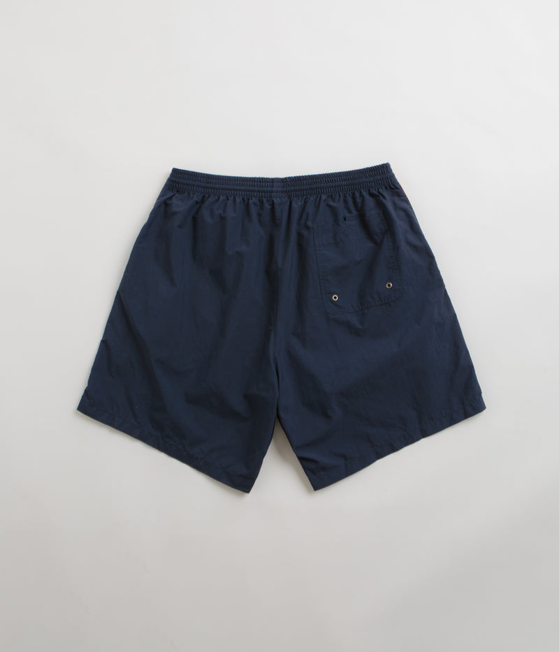 Polar Square Stripe Swim Shorts in Navy and Orange