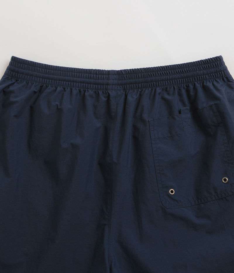 Polar Square Stripe Swim Shorts in Navy and Orange