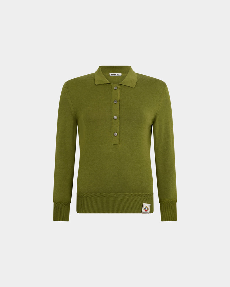 Polo Shirt in Matcha Green Cotton And Silk