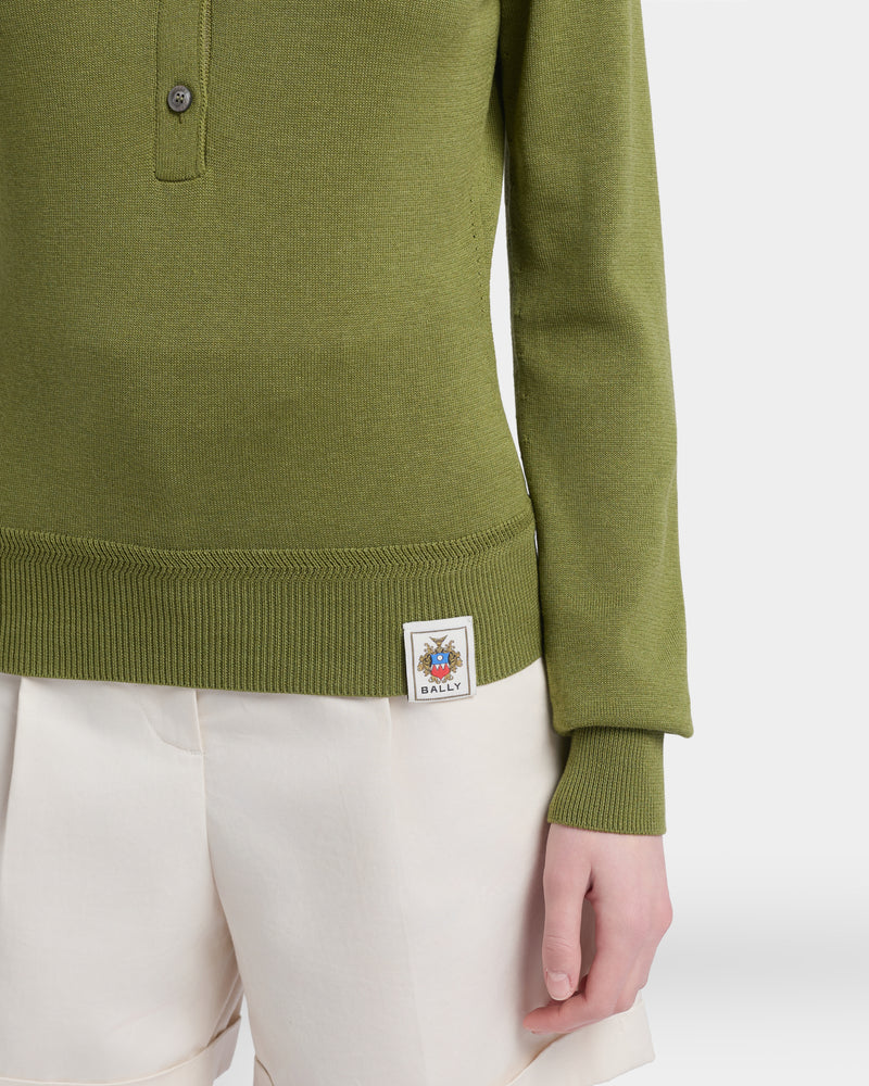 Polo Shirt in Matcha Green Cotton And Silk