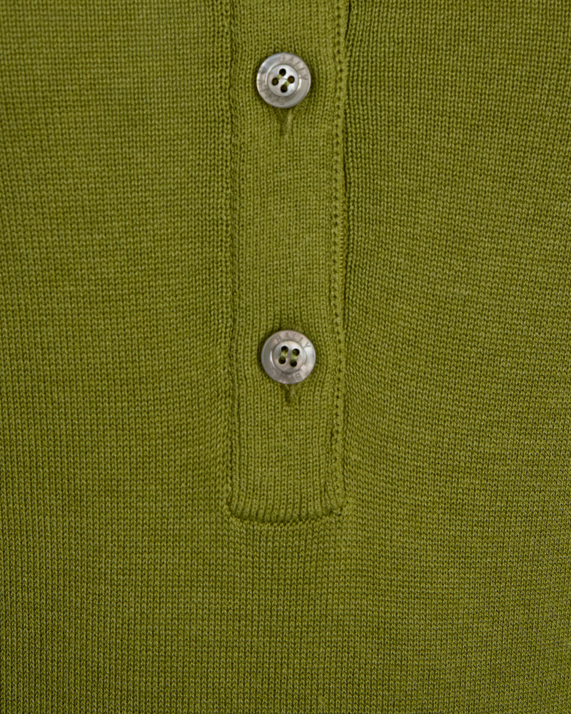 Polo Shirt in Matcha Green Cotton And Silk