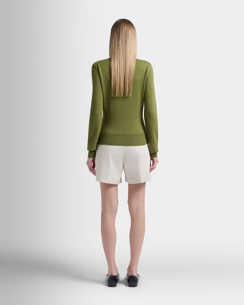 Polo Shirt in Matcha Green Cotton And Silk
