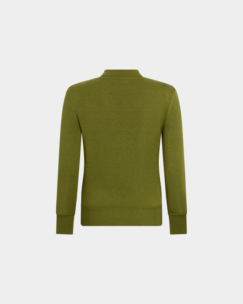Polo Shirt in Matcha Green Cotton And Silk