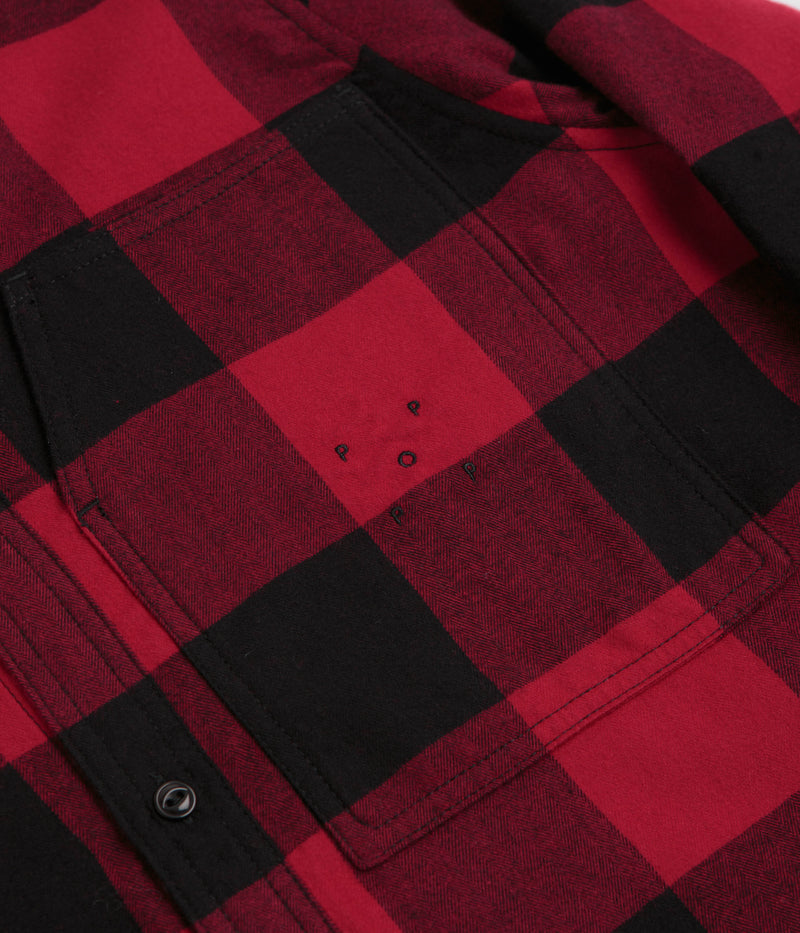 Pop Trading Company Checked BD Shirt in Black and Red