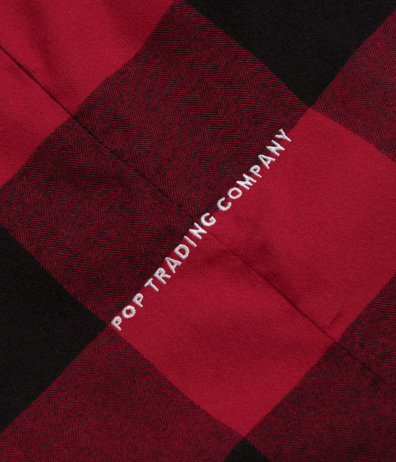 Pop Trading Company Checked BD Shirt in Black and Red