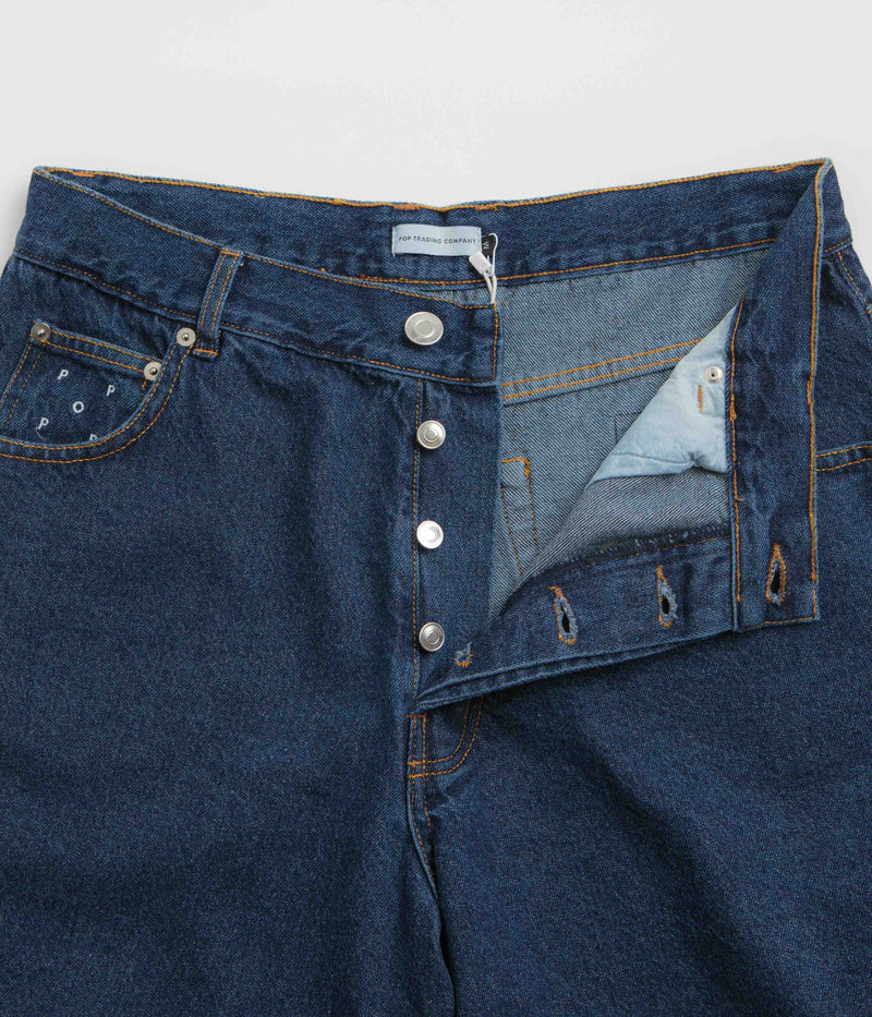 Pop Trading Company DRS Denim Shorts in Rinsed Denim